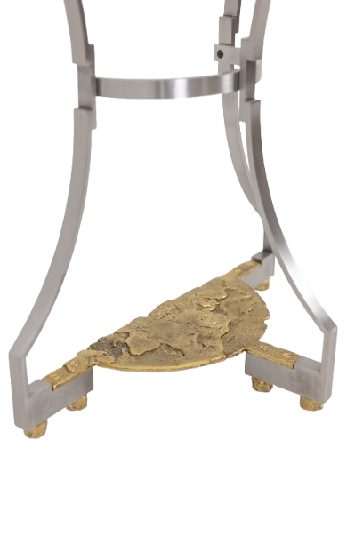 Pair of metal and bronze cast consoles. Contemporary.