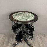 Round Table With Green Marble Inlays Early 20th Century