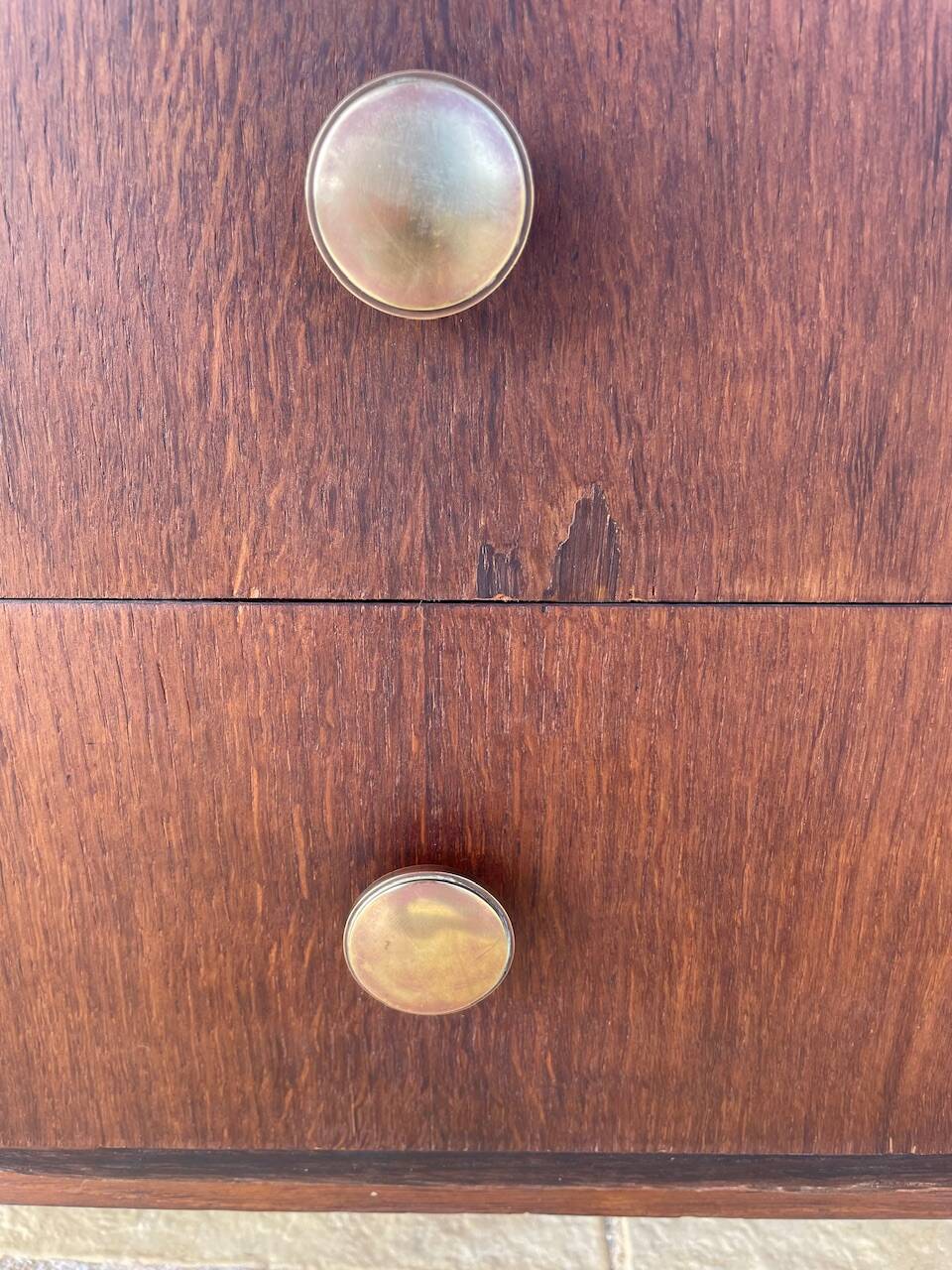 Commode haute vintage en chêne  à 5 tiroirs, circa 1950s
