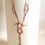 Double lighting floor lamp, white opaline, frosted effect, brown marbling, height 95 cm