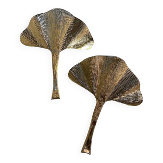 Set of 2 Contemporary Italian Brass Leaf Wall Sconce by Simoeng