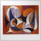 Abstract oil painting on canvas by gelper mon (belgium 1930)