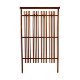 Walnut wood wall coat hangers, with metal details. Italian production 1950s