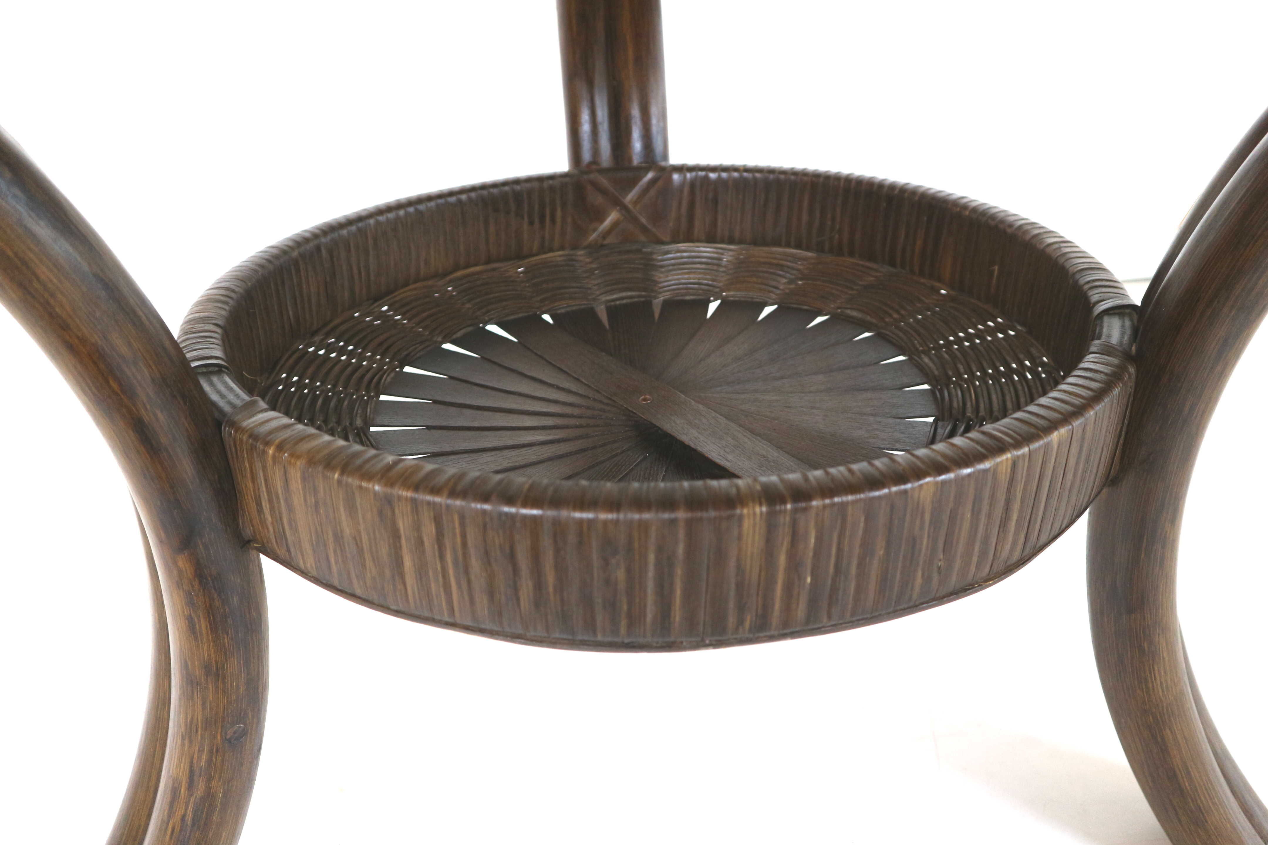 Vintage manou rattan set of 2 armchairs and table with glass top made in the 1970s