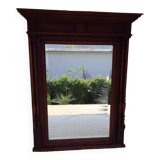 Henri II overmantel fireplace mirror in solid walnut.