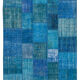 Hand-knotted oriental overdyed 205 cm x 305 cm blue patchwork carpet