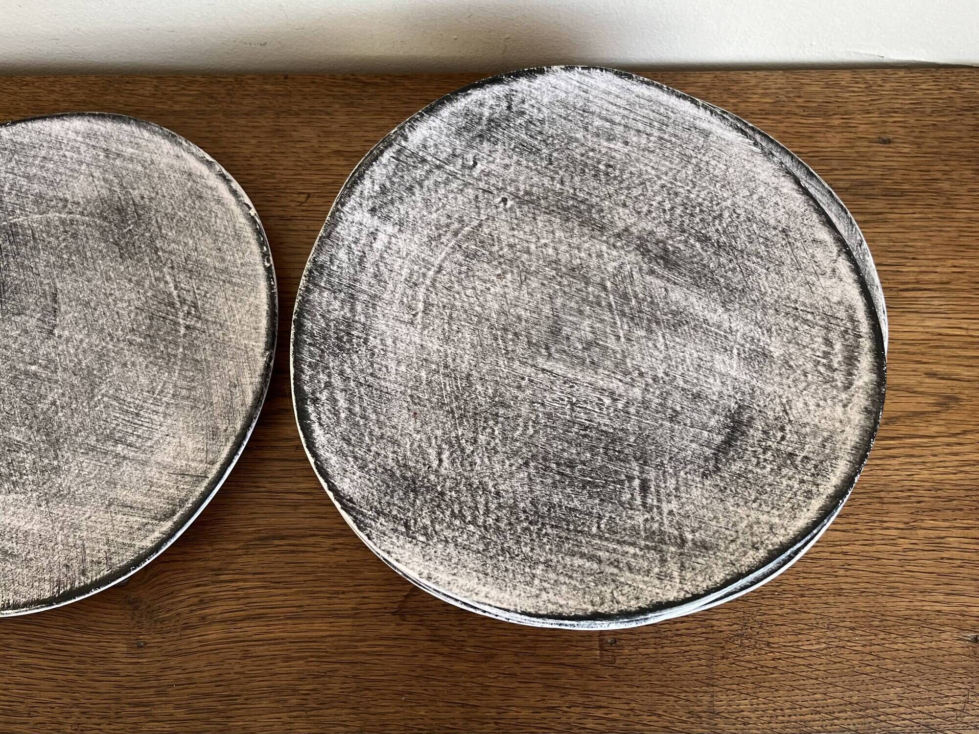 Set of 8 brutalist plates 1970 grey Niederviller Twilight