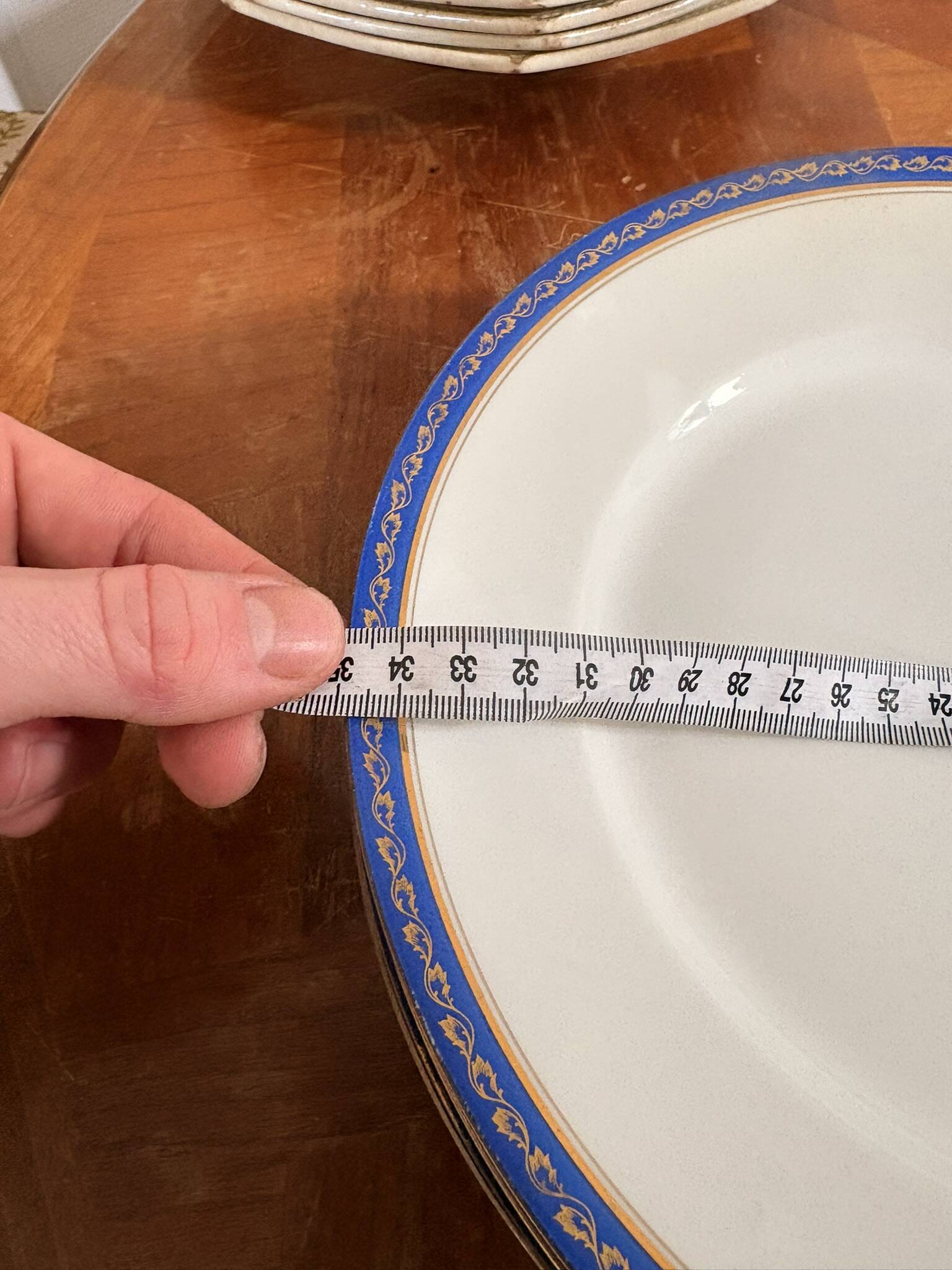 Lot 5 Plate Porcelain Limoges Blue Gold Betoule & Legrand France