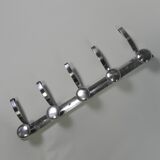 Aluminum vintage wall coat rack with 5 hooks, 1950s