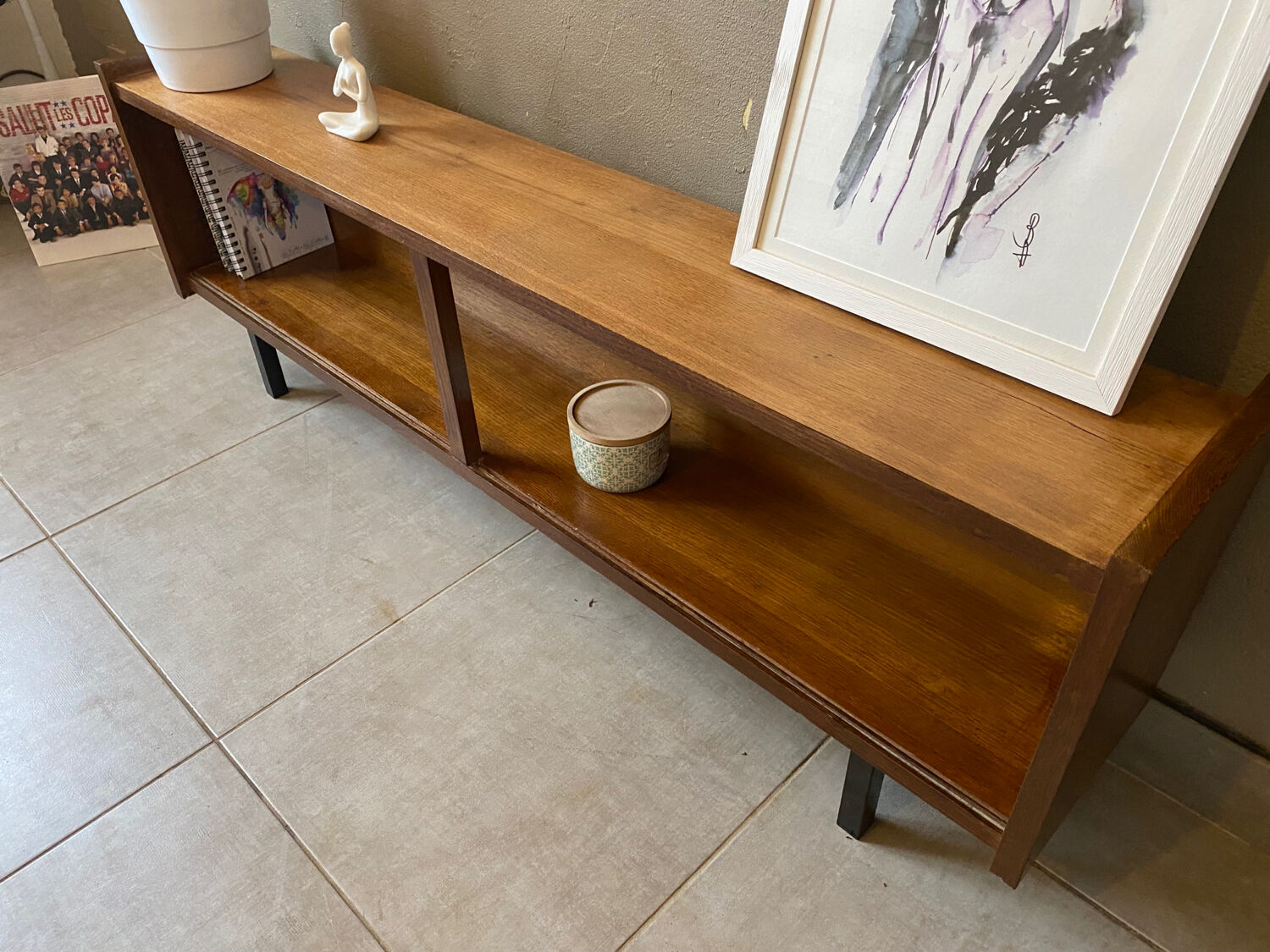 Mini vintage sideboard in vintage wood (removable windows)