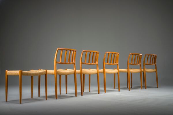 Chaises de salle à manger modèle 83 en teck par Niels Otto Møller pour J.L. Møllers, années 1960, lot de 6