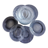 18 assiettes à dessert vintages en verre pressé
