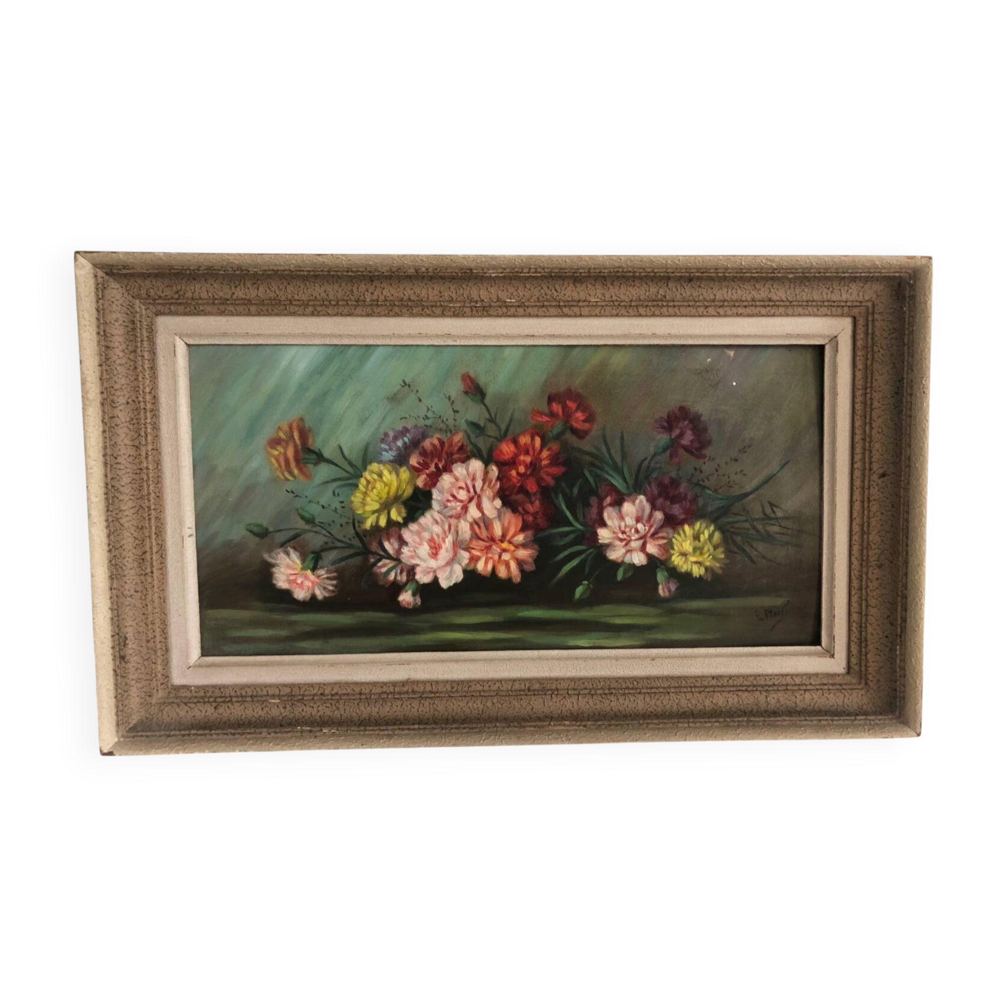 Old oil on panel still life signed