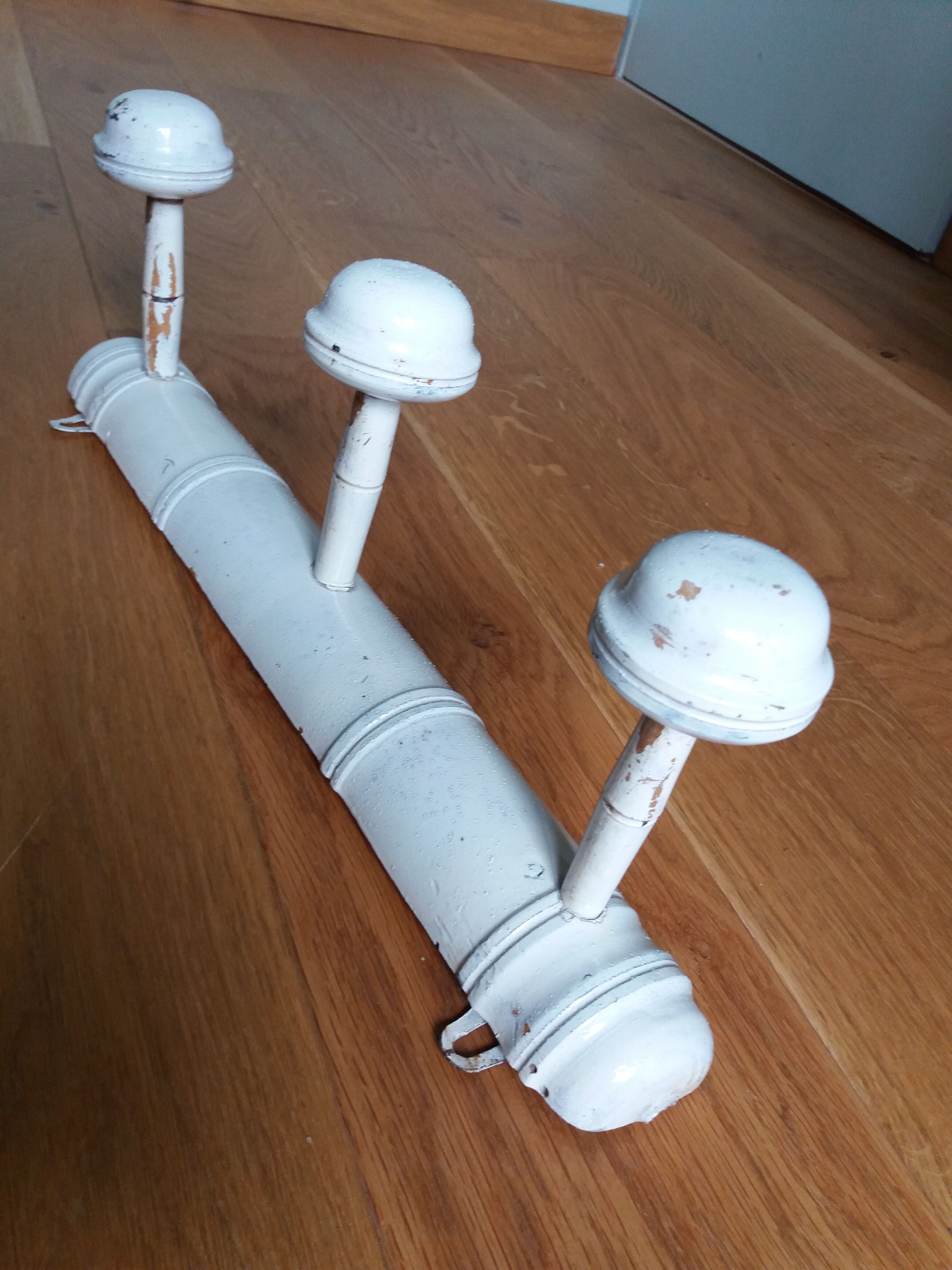 Coat rack three wooden hooks turned bamboo way