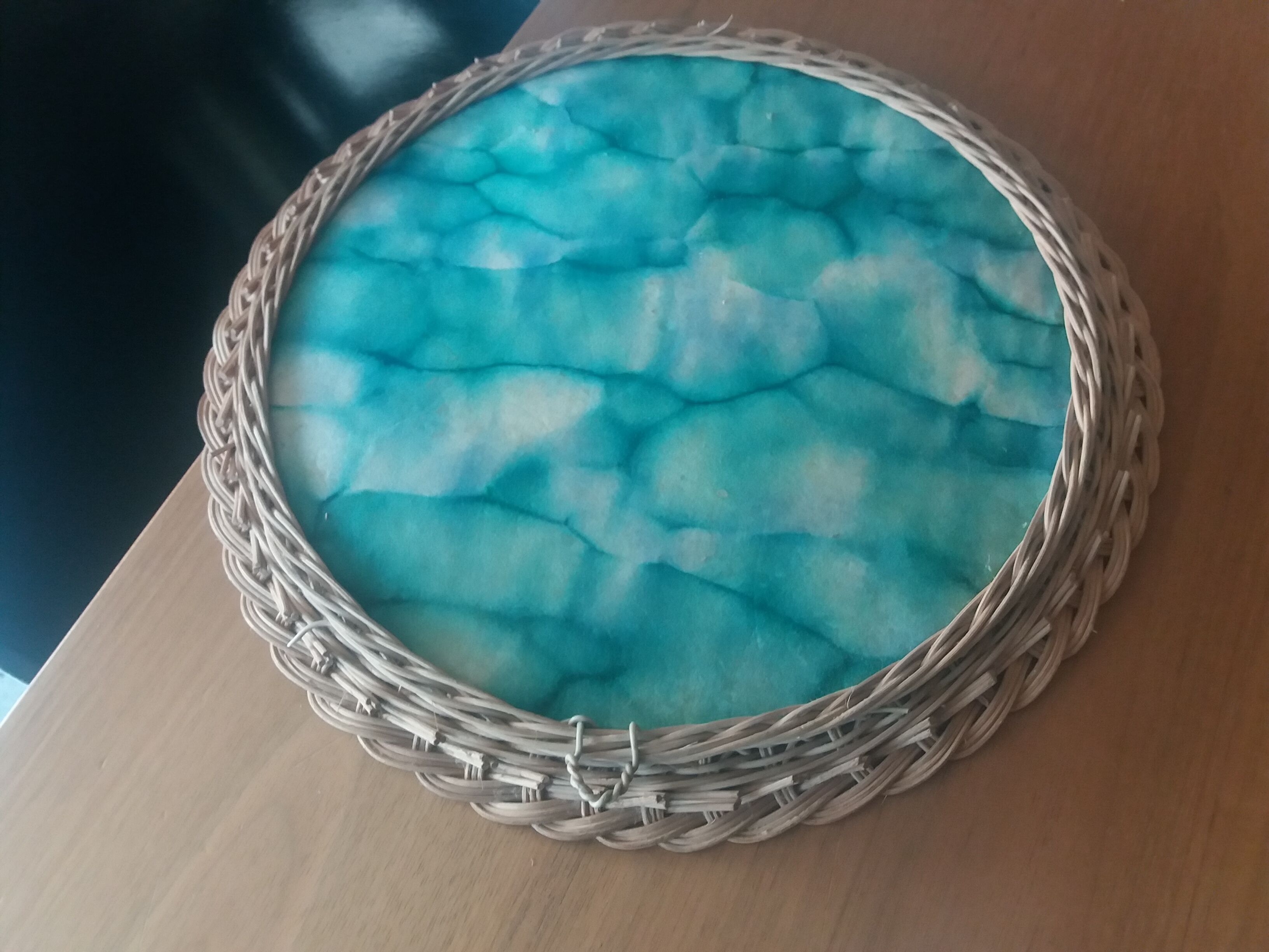 Round wicker mirror, 1960, 42cm