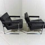 Hein Salomonson black leather lounge chairs 1968