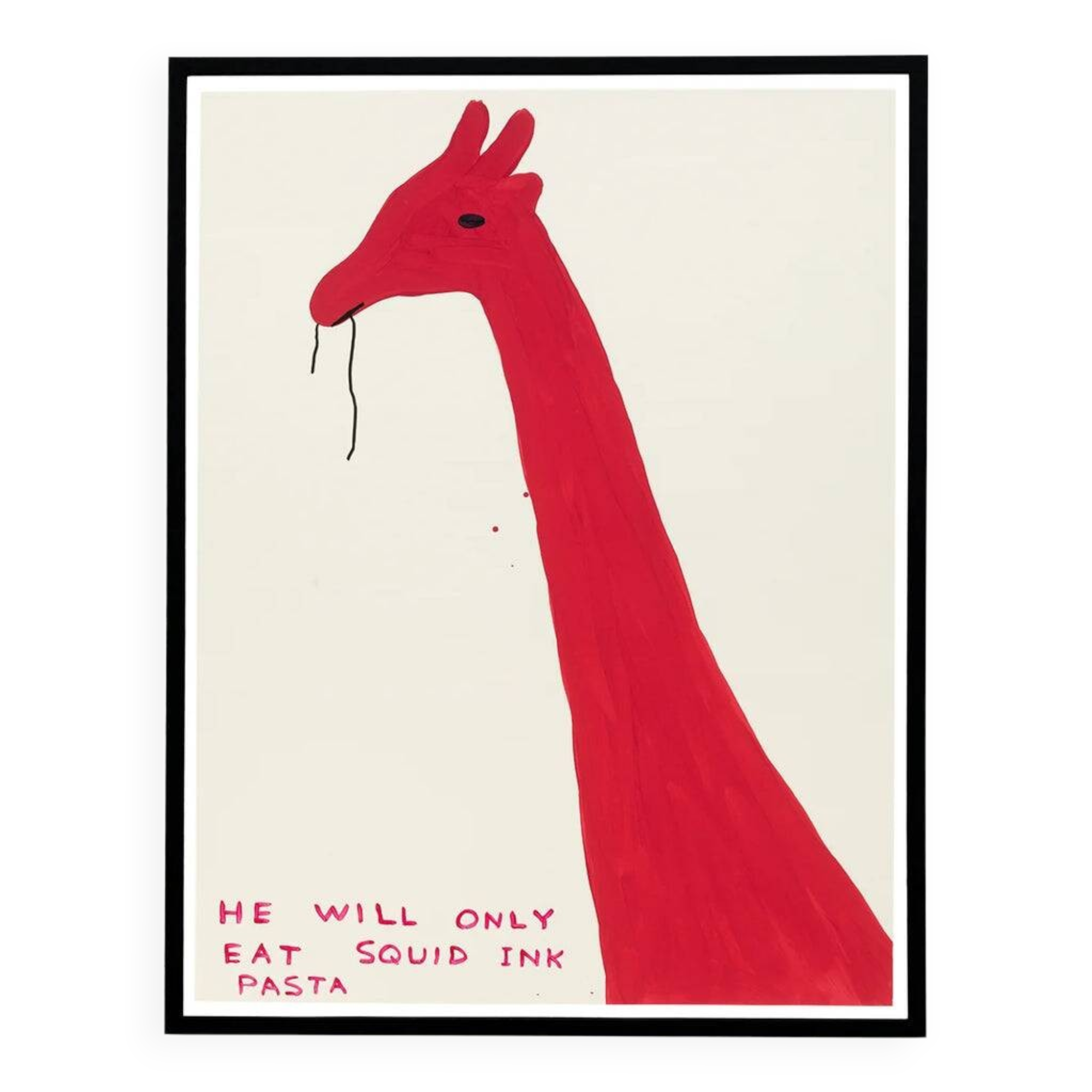 David Shrigley, He Will Only Eat Squid Ink Pasta, 2019