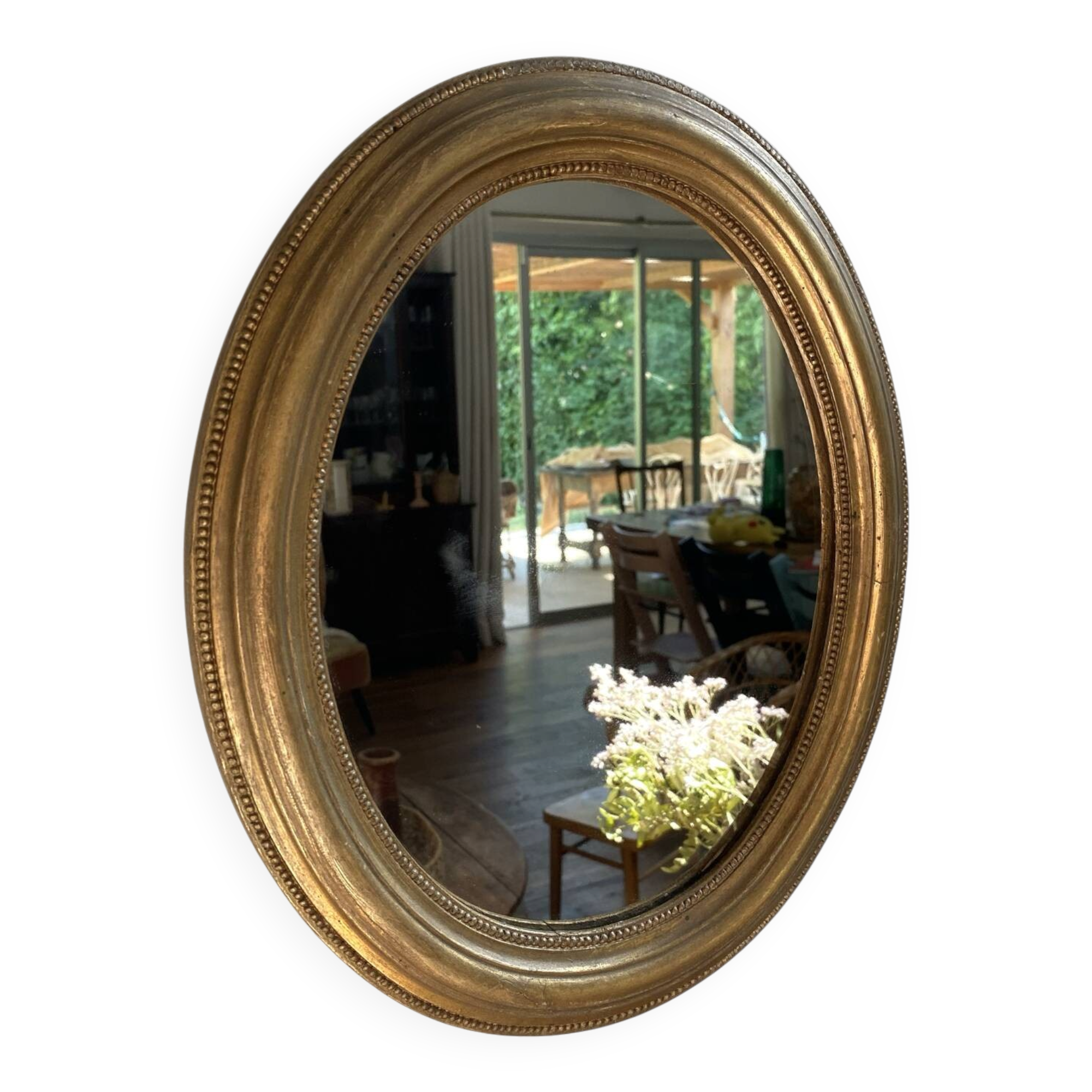 Miroir ovale en bois doré, style Napoléon III