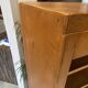 1950s oak office storage cabinet with curtains.