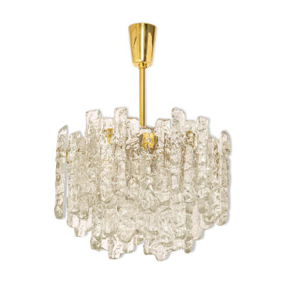 Grand lustre en verre glace Murano par Kalmar, Autriche, années 1960