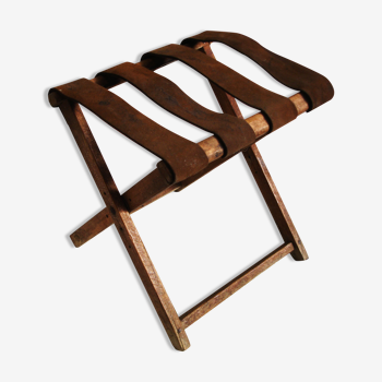 Tabouret pliant de pêcheur bois et cuir