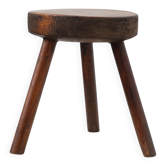 Tabouret trépied en chêne rustique, France, vers 1900