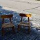 pair of vintage straw children's chairs 1950