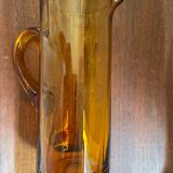 Amber pitcher bubbled glass