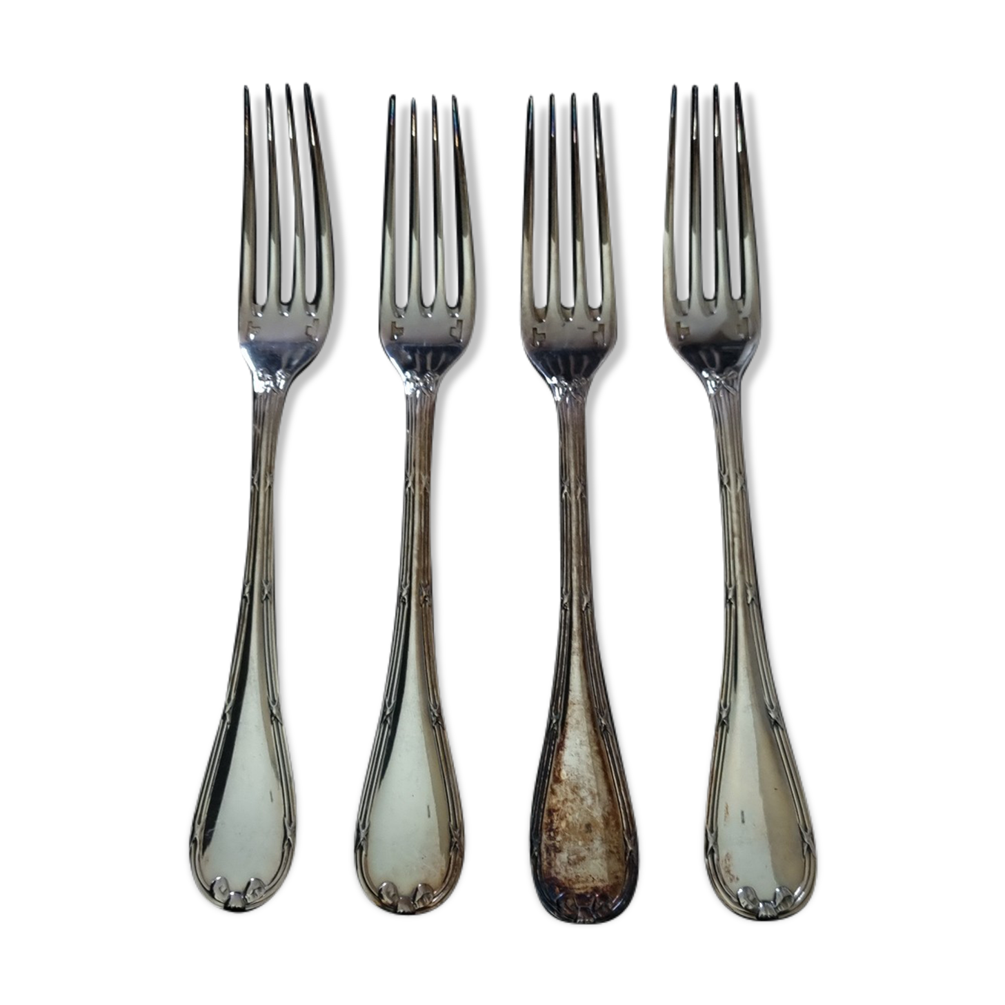 4 Christofle ribbon model dessert forks