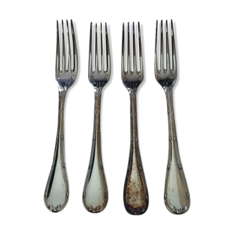 4 Christofle ribbon model dessert forks