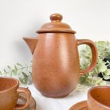 Vintage speckled stoneware coffee set Sarreguemines France from the 1950s