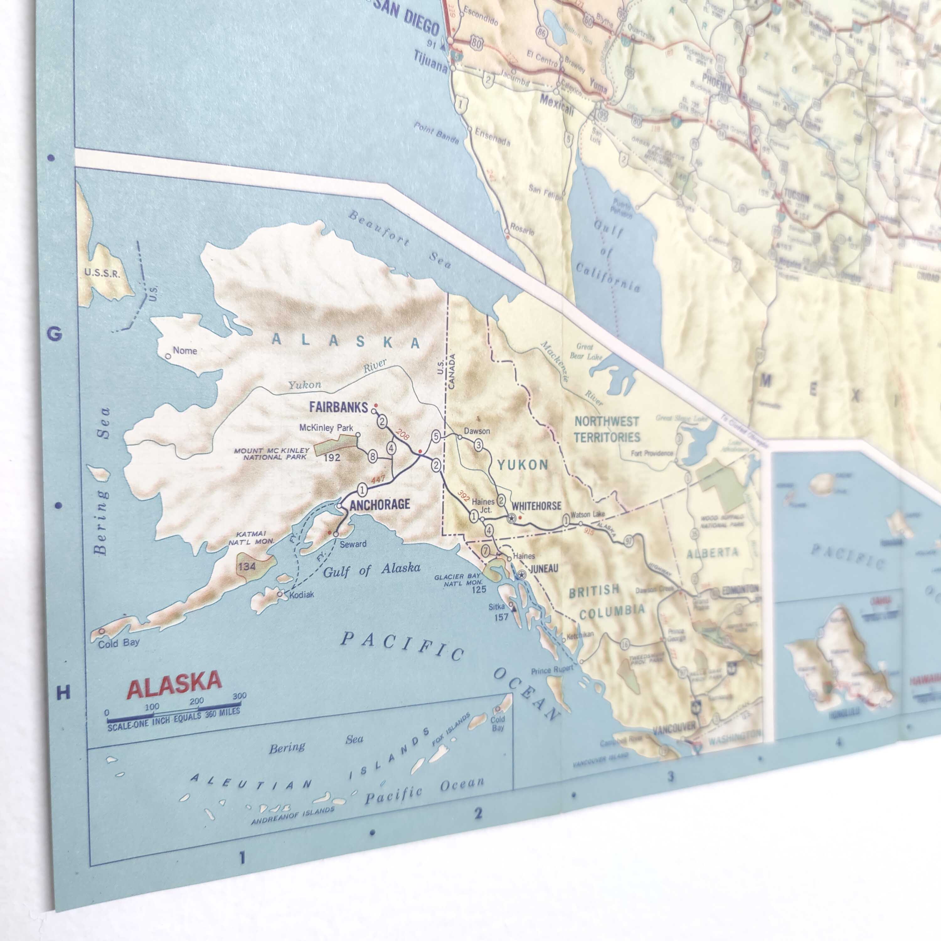 Vintage map USA 1970 America