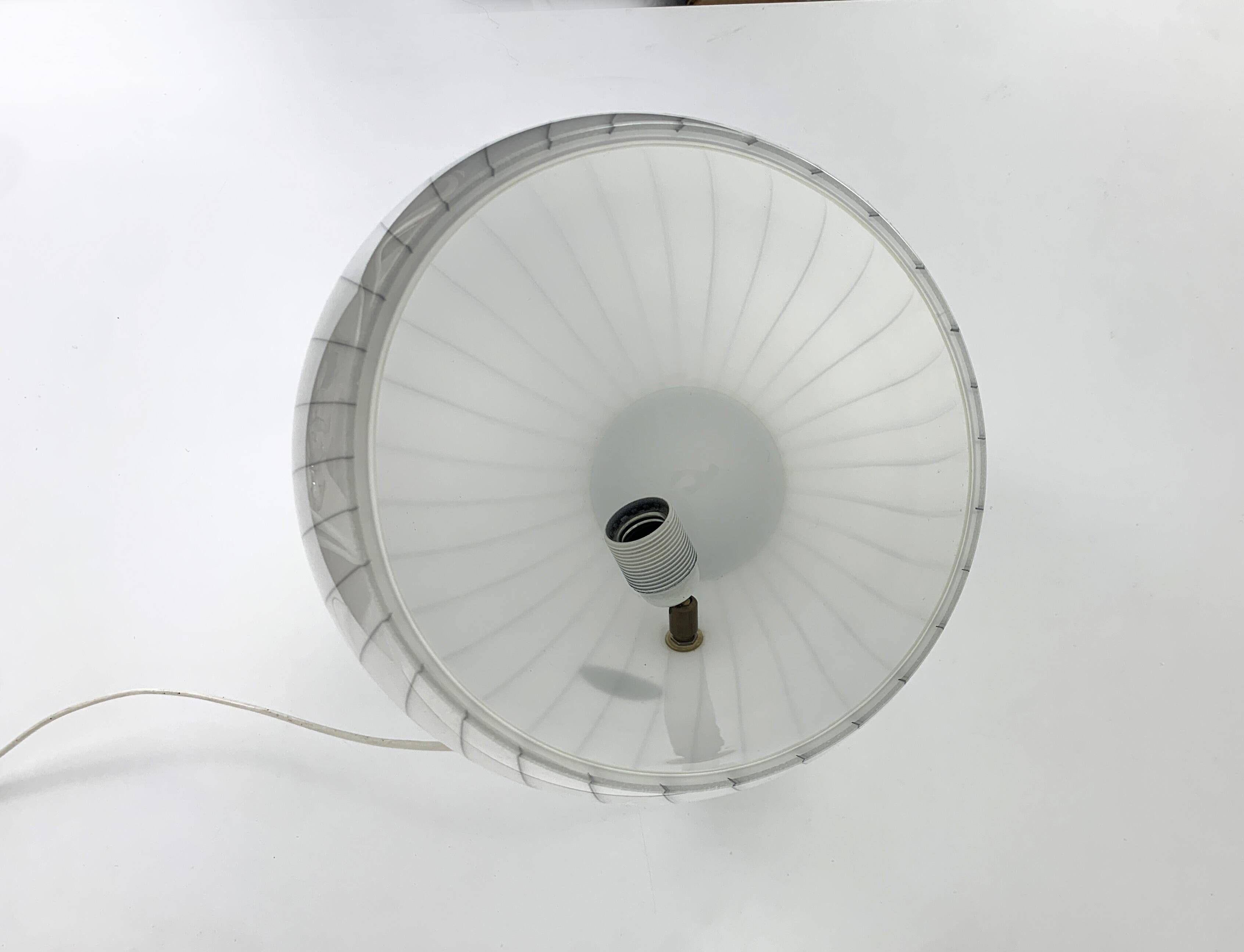 Large Murano glass table lamp with lined pattern 1950-60