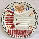 Set of 6 old Onnaing barbotine asparagus plates