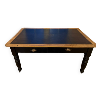 Antique black leather desk