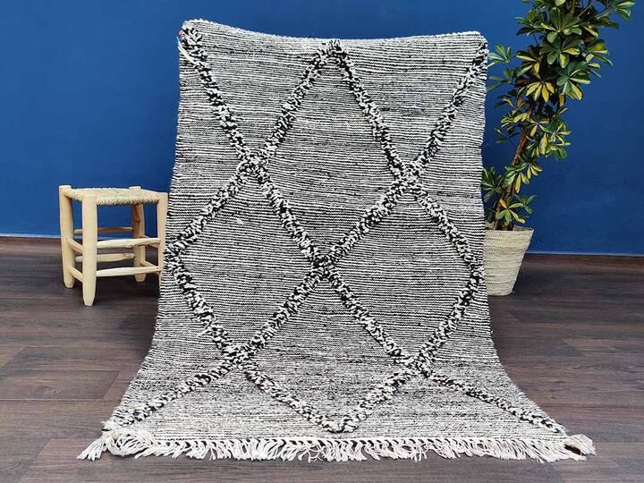 Small Moroccan Berber carpet handmade Black Zanafi 100x160 cm