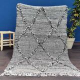 Small Moroccan Berber carpet handmade Black Zanafi 100x160 cm
