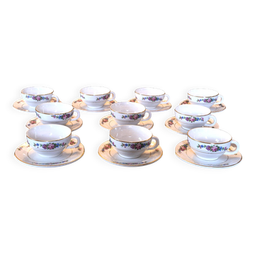 Set of 10 vintage cups and saucers "Angola" – Moulin des Loups