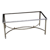 Coffee table from the 70s in chrome metal with smoked glass top in neo-classical style