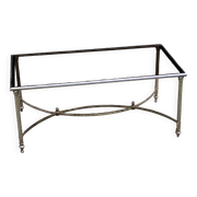 Chrome metal coffee table with smoked glass top in neoclassical style, 1970s.