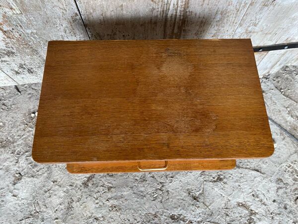 Chevet Table Nuit Bois Case avec Porte Années 60 Vintage #D506