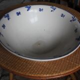 Blue salad bowl with Digoin Art Deco flowers