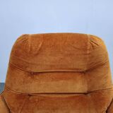 Pair of Italian Space Age Lounge Chairs, Orange Upholstery, 1970s