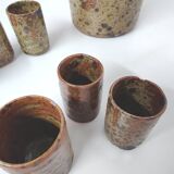Set service glasses and bottle in pyrite stoneware