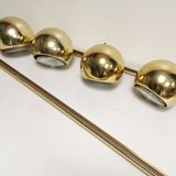 4 large golden ball spots, space age 60 70's. concord wall light on rails