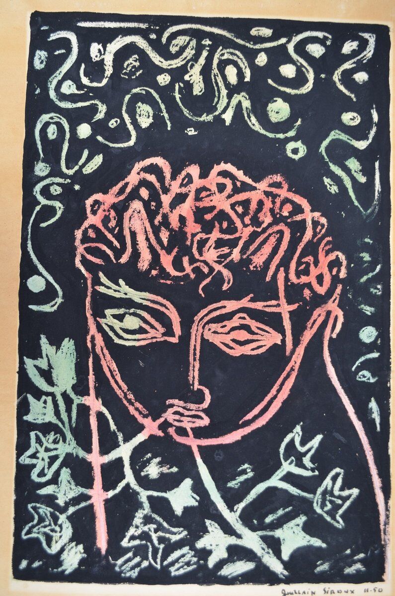 Guillain Siroux, Pink Face, mixed technique, 1950s