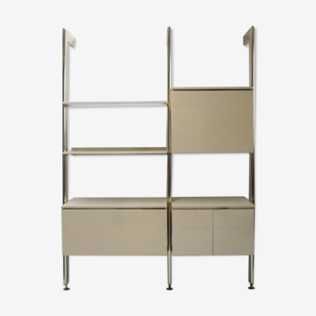 Ivory and brass lacquered library, International furniture 1970