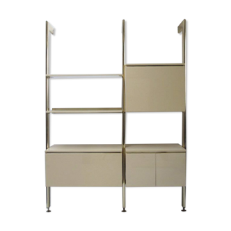 Ivory and brass lacquered library, International furniture 1970