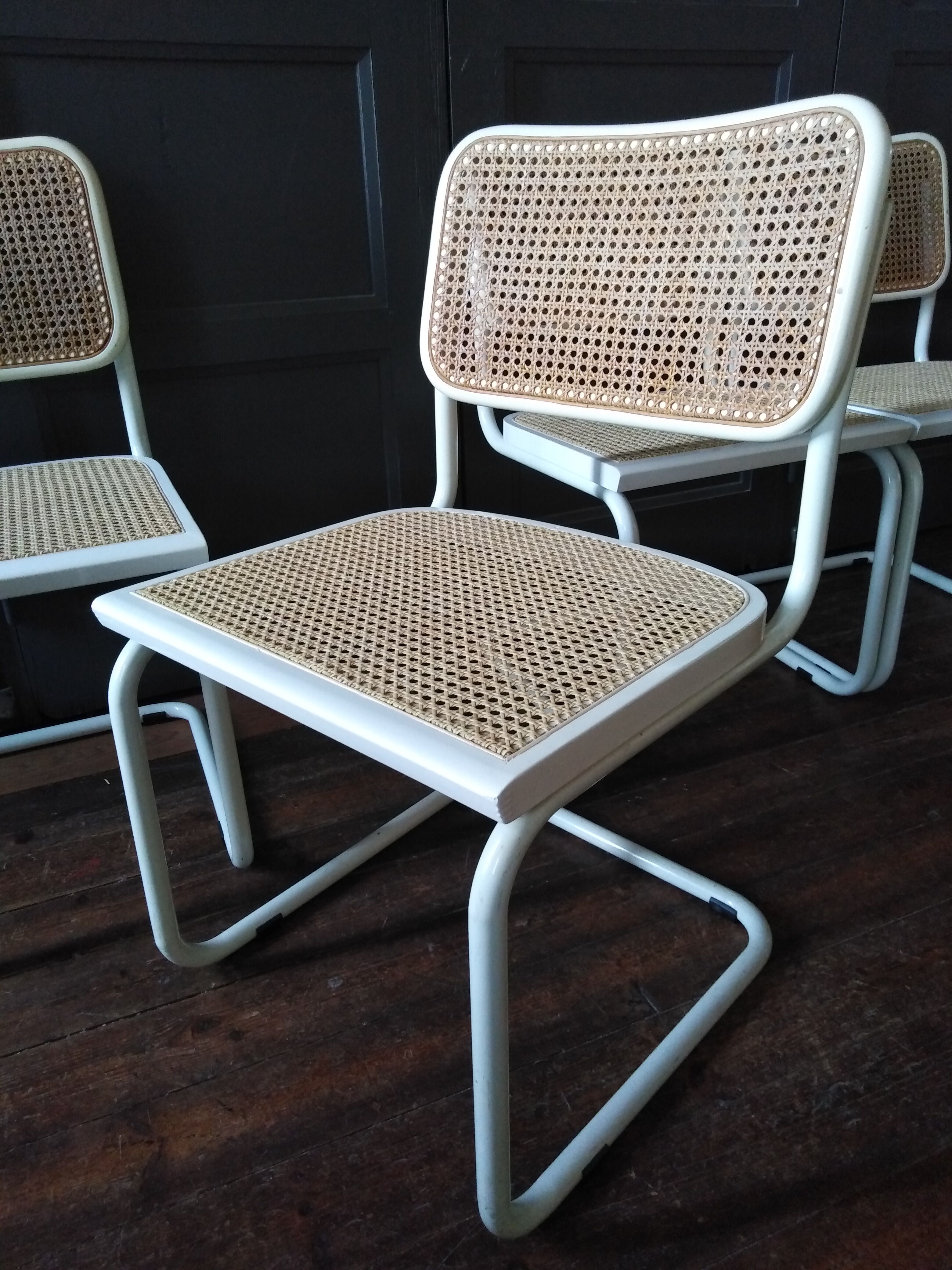 White Cesca B32 Marcel Breuer chairs 1970