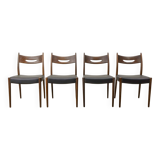 Teak and Black Leatherette Vintage Design Dining Chairs, 1960s